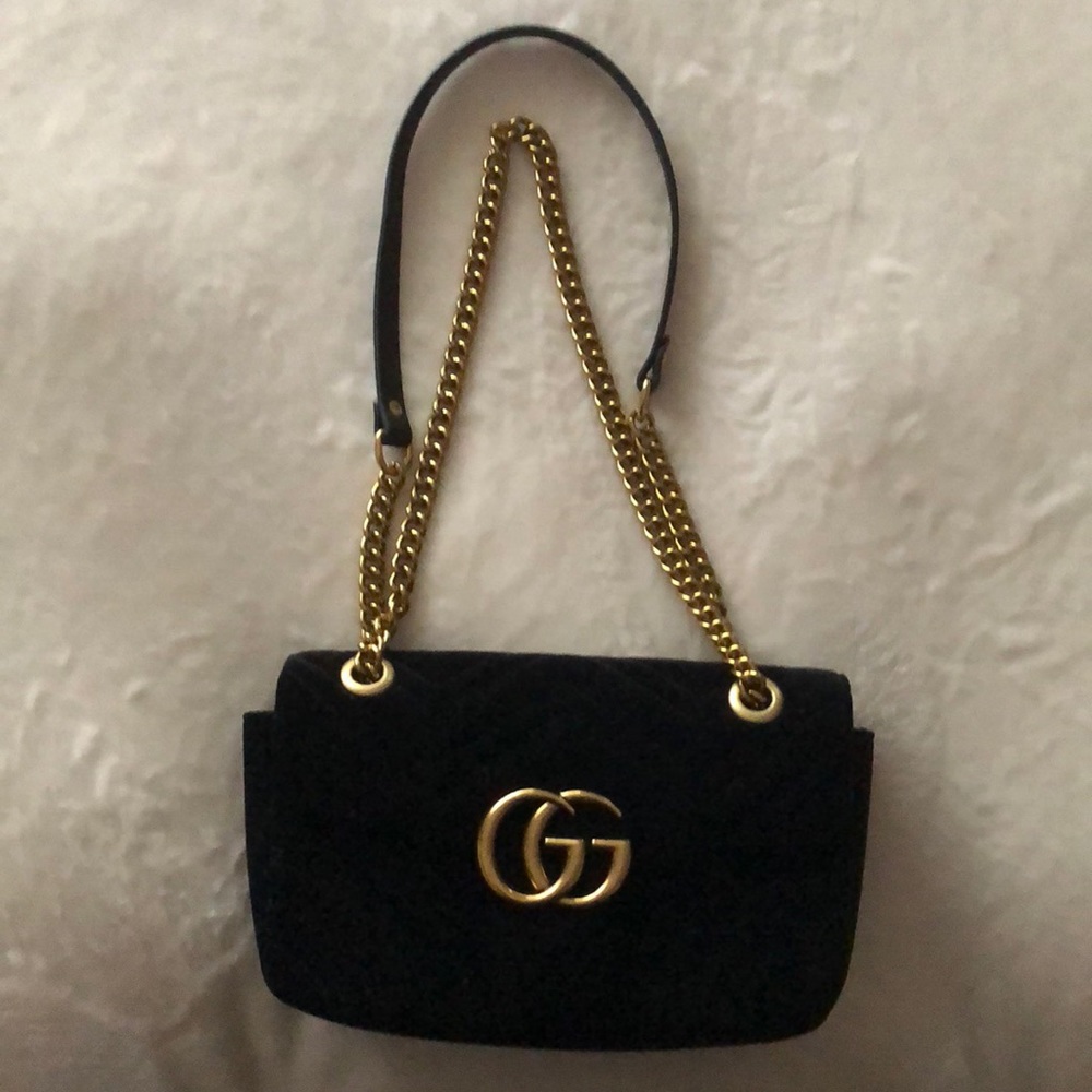 Velvet shoulder chain bag